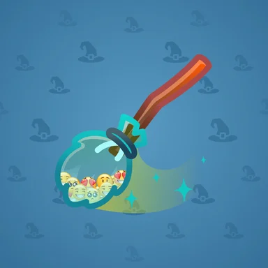 Flying Broom, модель Emoji Engine, фон French Blue