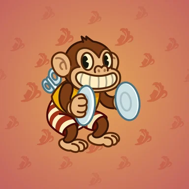 Jolly Chimp, модель Retro Cartoon, фон Persimmon