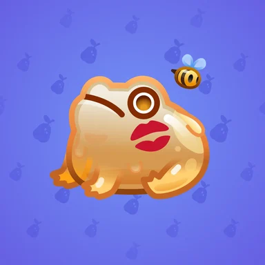 Kissed Frog, модель Honeyhop, фон Neon Blue