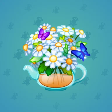 Lush Bouquet, модель Chamomile, фон Pacific Cyan
